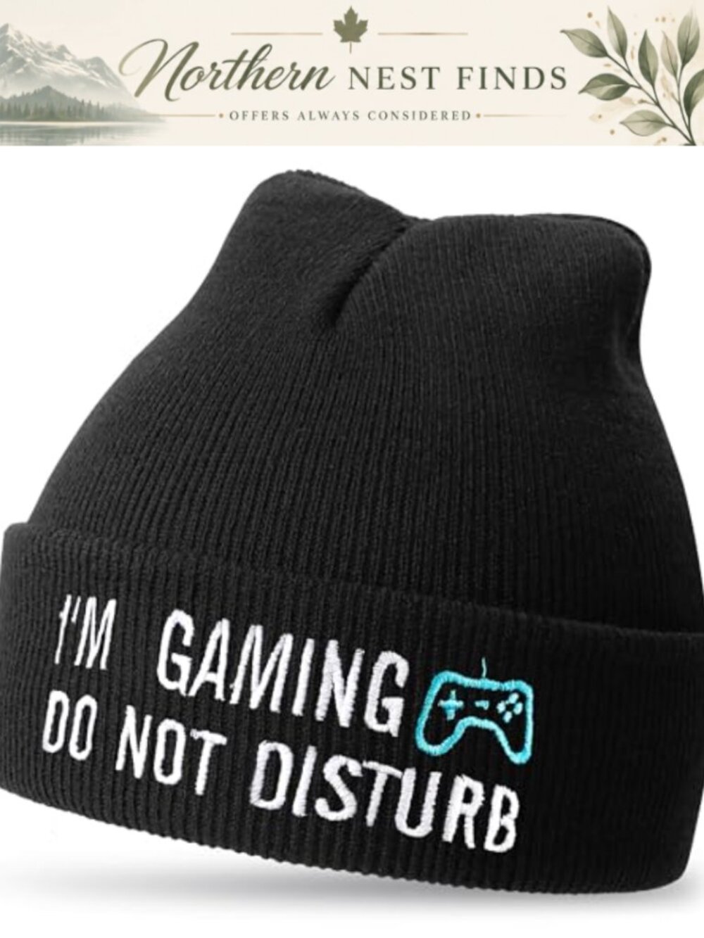 Mens Ribbed Knit Beanie Gamer Embroidered Gaming Do Not Disturb Skate Hat